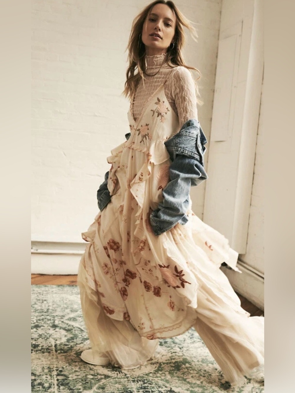 NWOT Free People Aubrey Embroidered Maxi Dress - Picture 5 of 15